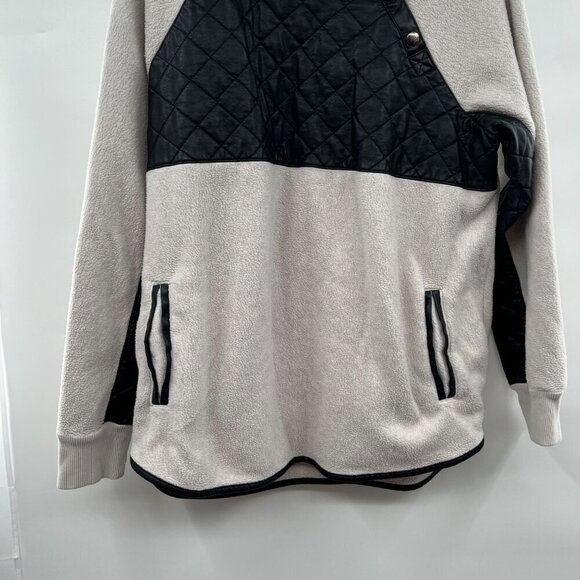 Abercrombie & Fitch Pullover Fleece Women's Size Large Black/Light Gray Snaps - Picture 3 of 9